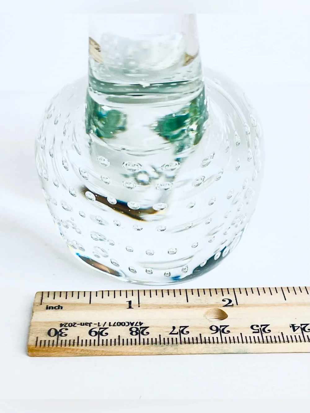 Hand Blown Clear Art Glass Swan Bullicante Controlled Bubble Figurine Decor